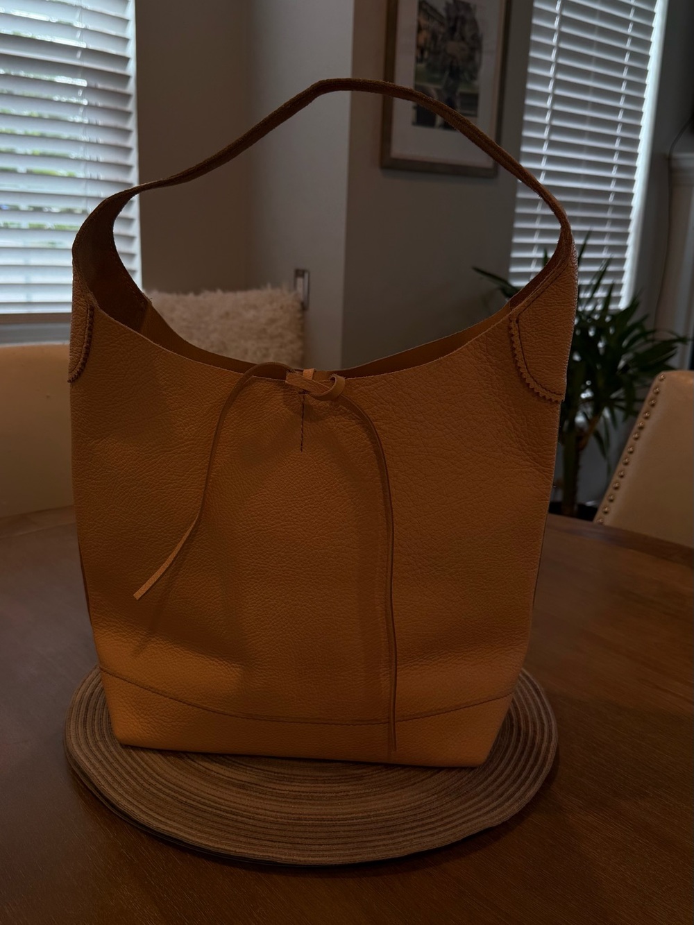 J. Crew Tan Pebbled Leather Shoulder Hobo - Picture 1 of 11